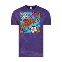 Cloud Purple summer with leopard seamless pattern Vintage Tee - BundleAndBundleShop