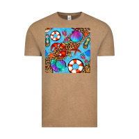 Vintage Coffee summer with leopard seamless pattern Vintage Tee - BundleAndBundleShop