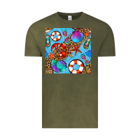 Vintage Olive summer with leopard seamless pattern Vintage Tee - BundleAndBundleShop
