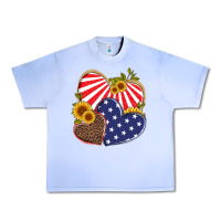 America Heart And Sunflower Urban Heavy Tee | Teevron