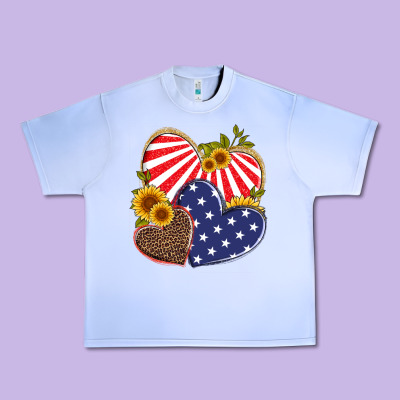 America Heart And Sunflower Urban Heavy Tee Designed By Artiststas