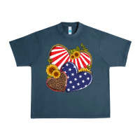 Midnight Navy america heart and sunflower Urban Heavy Tee - Artiststas