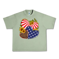 Oil Green america heart and sunflower Urban Heavy Tee - Artiststas