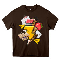 Chocolate Brown teacher lightning bolt Heavy Core Tee - texasbilliewilder