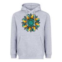Heather Grey sunflower gemstone leopard Heavyweight Hoodie - Artiststas