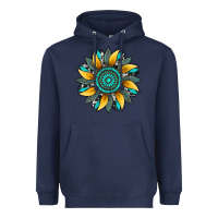 Navy sunflower gemstone leopard Heavyweight Hoodie - Artiststas