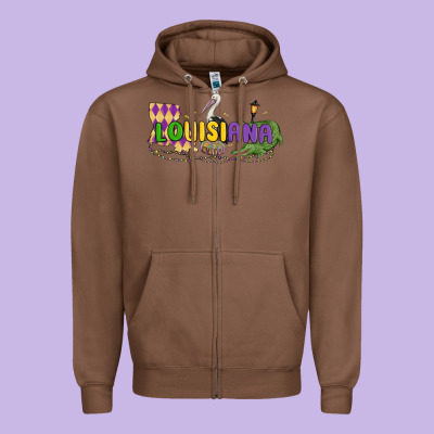 Louisiana Mardi Gras Zipper Hoodie Designed By Maliassmallbusiness