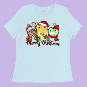 Merry Christmas Tooth Ladies Tee Designed By Zillion Design Studio