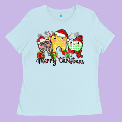 Merry Christmas Tooth Ladies Tee Designed By Zillion Design Studio