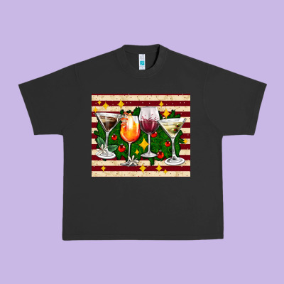 Christmas Cocktail Urban Heavy Tee Designed By Adodesignshop