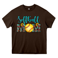 Chocolate Brown western leopard  sunflowers glitter mom softball Heavy Core Tee - Artiststas