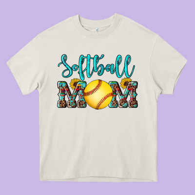 Western Leopard  Sunflowers Glitter Mom Softball Heavy Core Tee Designed By Artiststas