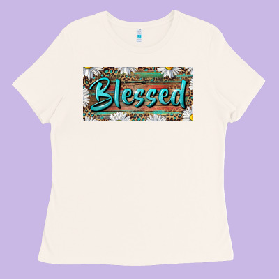 Ladies Tee Blessed With Daisy And Leopard