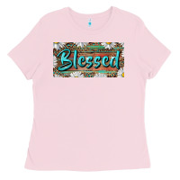 Bubblegum Pink Blessed With Daisy And Leopard Ladies Tee - RanaPortraitStore
