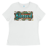 White Blessed With Daisy And Leopard Ladies Tee - RanaPortraitStore