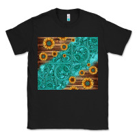 Black Tooled Leather And Sunflowers Classic Tee - Jasminsmagicworld