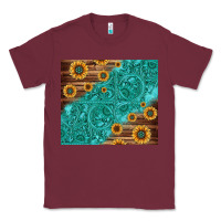 Burgundy Tooled Leather And Sunflowers Classic Tee - Jasminsmagicworld