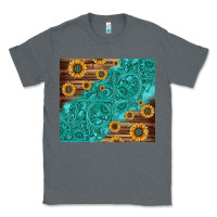 Charcoal Heather Tooled Leather And Sunflowers Classic Tee - Jasminsmagicworld