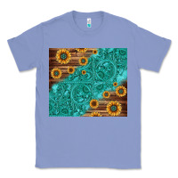 Colony Blue Tooled Leather And Sunflowers Classic Tee - Jasminsmagicworld