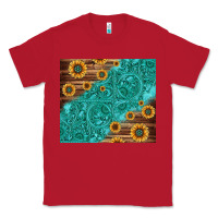 Red Tooled Leather And Sunflowers Classic Tee - Jasminsmagicworld
