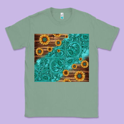 Tooled Leather And Sunflowers Classic Tee Designed By Jasminsmagicworld