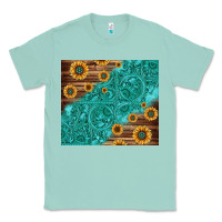 Seafoam Tooled Leather And Sunflowers Classic Tee - Jasminsmagicworld