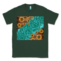 Sports Green Tooled Leather And Sunflowers Classic Tee - Jasminsmagicworld
