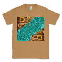 Toasted Coconut Tooled Leather And Sunflowers Classic Tee - Jasminsmagicworld