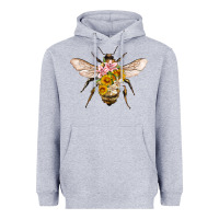 Heather Grey bee with flowers Heavyweight Hoodie - Artiststas