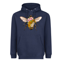 Bee With Flowers Heavyweight Hoodie | Teevron
