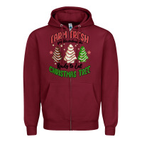 Burgundy farm fresh christmas tree Zipper Hoodie - MaliasSmallBusiness