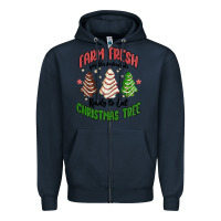 Navy farm fresh christmas tree Zipper Hoodie - MaliasSmallBusiness