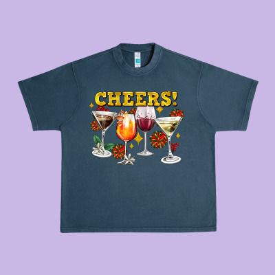 Cheers Christmas Coctail Urban Heavy Tee Designed By Adodesignshop
