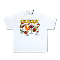 White Cheers Christmas Coctail Urban Heavy Tee - AdoDesignShop