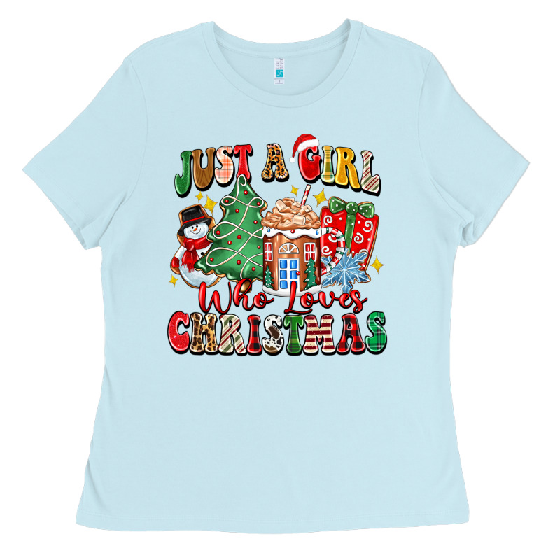 Just A Girl Who Loves Christmas Ladies Tee by Zillion Design Studio | Teevron