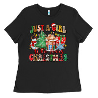 Black just a girl who loves christmas Ladies Tee - Zillion Design Studio