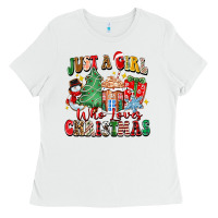 White just a girl who loves christmas Ladies Tee - Zillion Design Studio