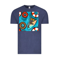 Vintage Denim koala at the pool seamless pattern Vintage Tee - BundleAndBundleShop