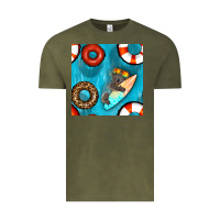 Vintage Olive koala at the pool seamless pattern Vintage Tee - BundleAndBundleShop