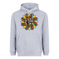 Heather Grey sunflower cowhide leopard Heavyweight Hoodie - Artiststas