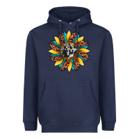 Navy sunflower cowhide leopard Heavyweight Hoodie - Artiststas