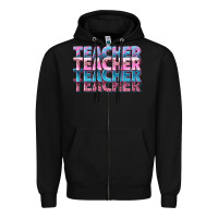 Black teacher stacked Zipper Hoodie - NancyCooperArtShop