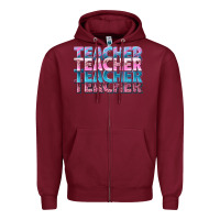 Burgundy teacher stacked Zipper Hoodie - NancyCooperArtShop