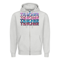 Dove Grey teacher stacked Zipper Hoodie - NancyCooperArtShop