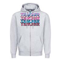 Heather Grey teacher stacked Zipper Hoodie - NancyCooperArtShop