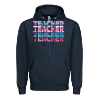 Navy teacher stacked Zipper Hoodie - NancyCooperArtShop