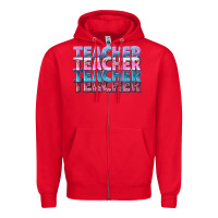 Red teacher stacked Zipper Hoodie - NancyCooperArtShop