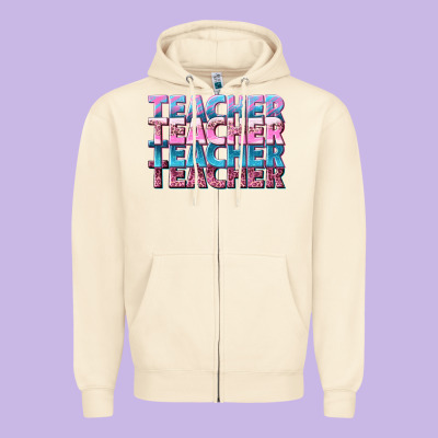 Teacher Stacked Zipper Hoodie Designed By Nancycooperartshop