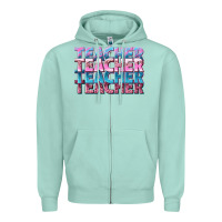 Seafoam teacher stacked Zipper Hoodie - NancyCooperArtShop