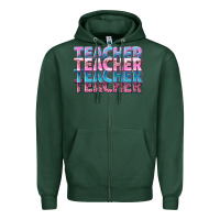 Sports Green teacher stacked Zipper Hoodie - NancyCooperArtShop